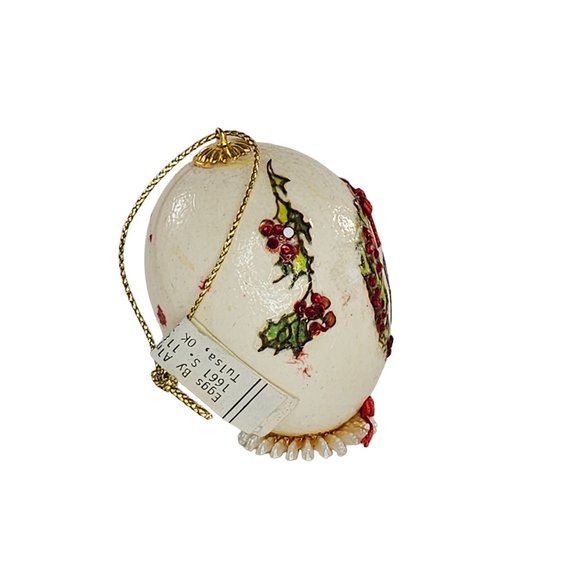 Vintage Handmade Boxer Puppy Dog Real Egg Ornament Mistletoe - Picture 4 of 9